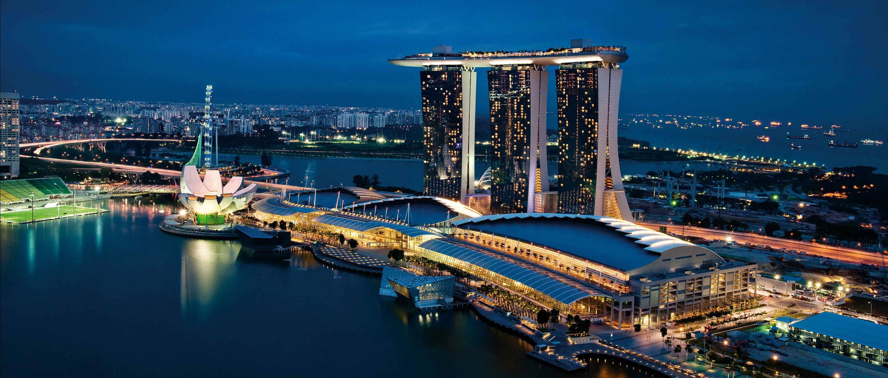 黄昏新加坡唯美风景桌面壁纸-壁纸图片大全